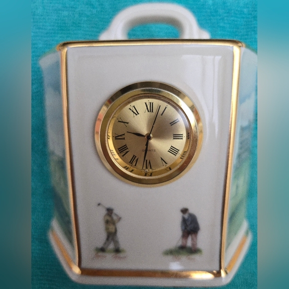 Porcelain Hexagon Table Clock Depicting Royal & Ancient Old Course St. Andrews